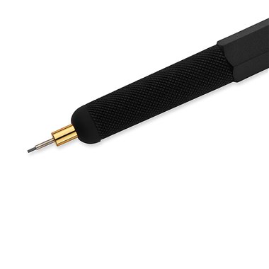 rOtring 800+ Porte-mine avec stylet pour écran tactile | Pointe HB 0,5 mm rétractable par rotation | Corps métallique noir