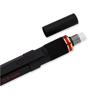 rOtring 800+ Porte-mine avec stylet pour écran tactile | Pointe HB 0,5 mm rétractable par rotation | Corps métallique noir