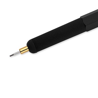 rOtring 800+ Porte-mine avec stylet pour écran tactile | Pointe HB 0,7 mm rétractable par rotation | Corps métallique noir