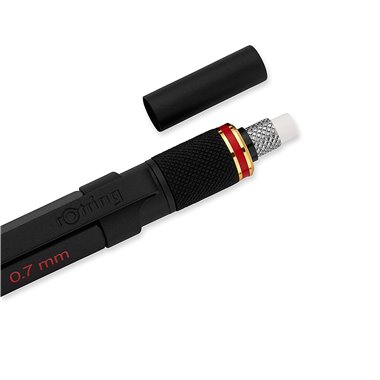 rOtring 800+ Porte-mine avec stylet pour écran tactile | Pointe HB 0,7 mm rétractable par rotation | Corps métallique noir