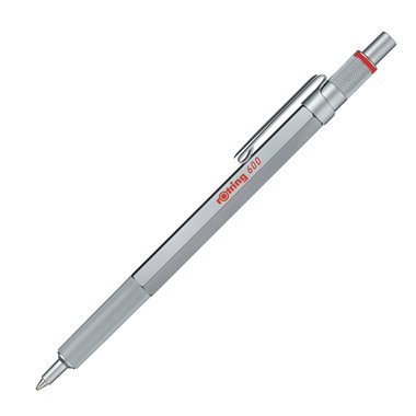 rOtring 600 stylo bille | pointe moyenne | encre noire | corps argenté | rechargeable