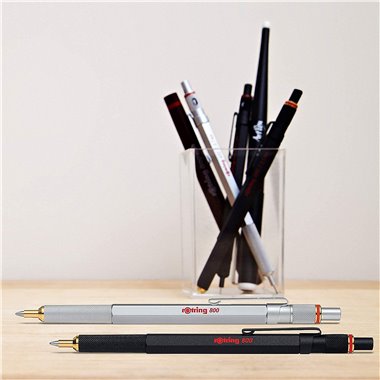 rOtring 800 stylo bille | pointe moyenne | encre noir | corps noir | rechargeable