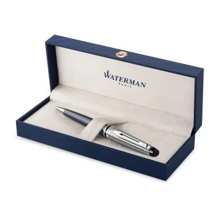 WATERMAN Expert Stylo bille, Or rose Métallisé, recharge bleue pointe moyenne, Coffret cadeau