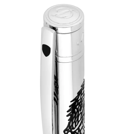Stylo Bille S.T. Dupont D-Initial Dragon Chromé Argenté | Édition Spéciale