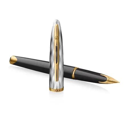 WATERMAN Carène Stylo plume, Noir brillant, plume fine 18K, encre bleue, Coffret cadeau