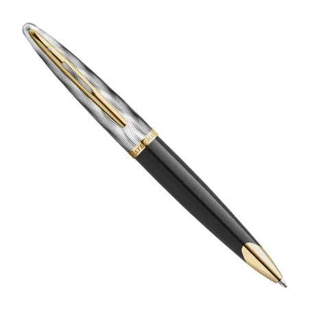 WATERMAN Carène Stylo bille, Noir brillant, recharge bleue pointe moyenne, Coffret cadeau