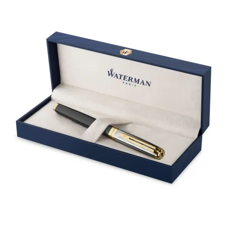 WATERMAN Exception Stylo plume fin, Noir, plume moyenne 18K, encre bleue, Coffret cadeau