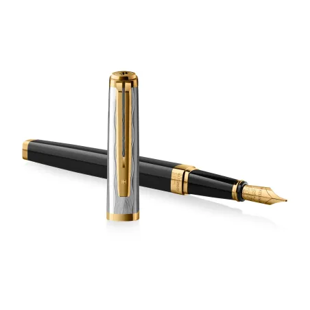 WATERMAN Exception Stylo plume fin, Noir, plume moyenne 18K, encre bleue, Coffret cadeau