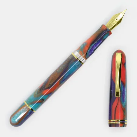 Stylo-Plume GIOIA - Metis Collection Iride - Or, Bleu, Orange, Noir - Plume Or - M