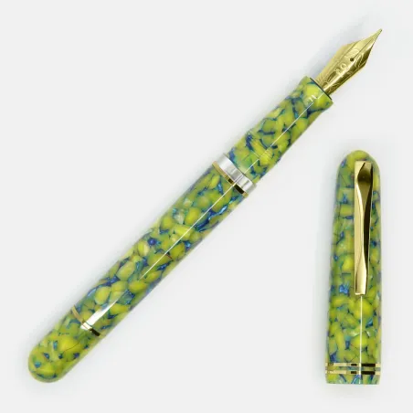 Stylo-Plume GIOIA - Metis Collection Yellow Colibri - Jaune, Bleu - Plume Or - EF