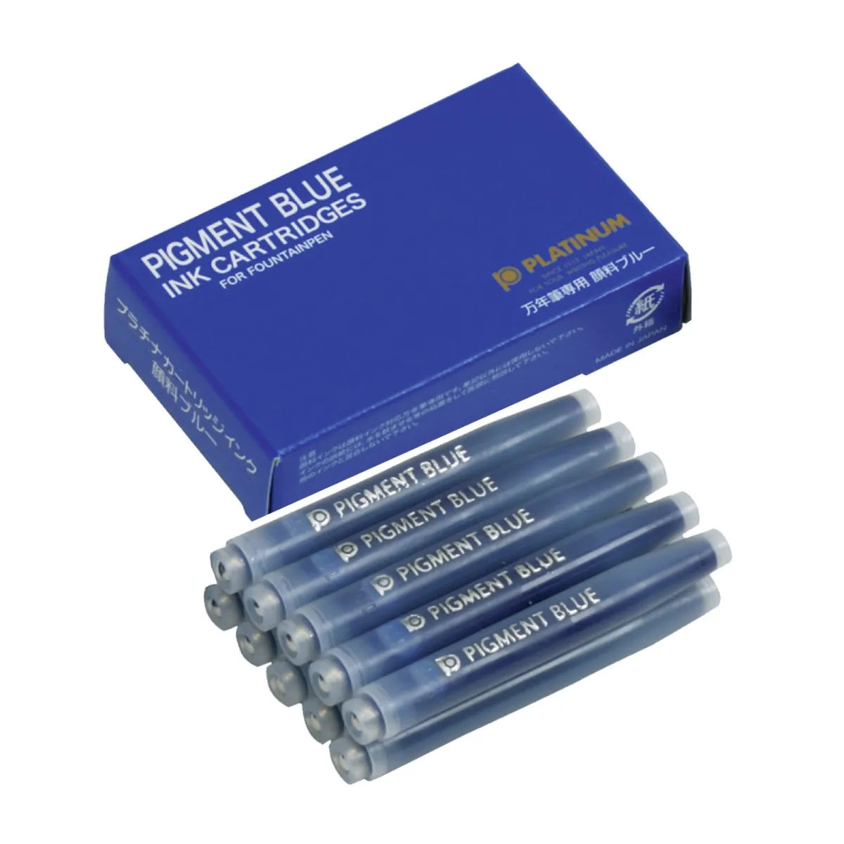 Boite de 10 cartouches PLATINUM pigment bleu/noir