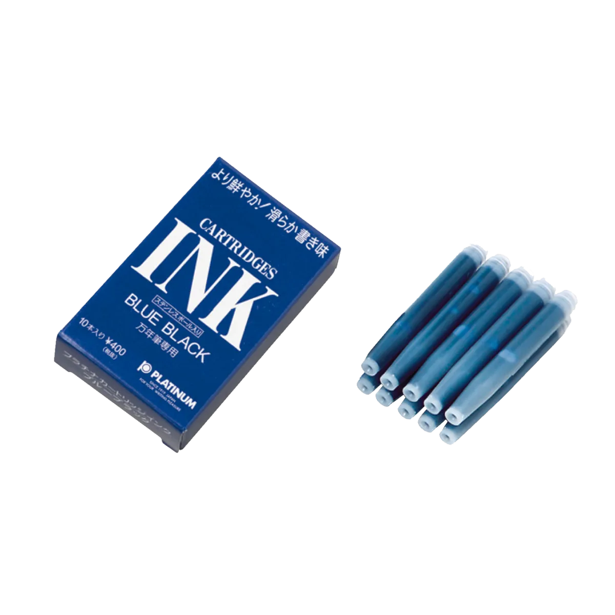 Boite de 10 cartouches PLATINUM pigment bleu/noir