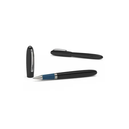 Stylo Roller "Alter Ego" JAN ZANDER Design Ebonite Noir et Bleu Plaqué Platine ensemble