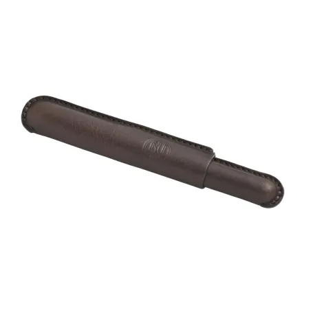 Stylo Roller "Cocoon" JAN ZANDER Design Cuir Café Brun et Platine fermé