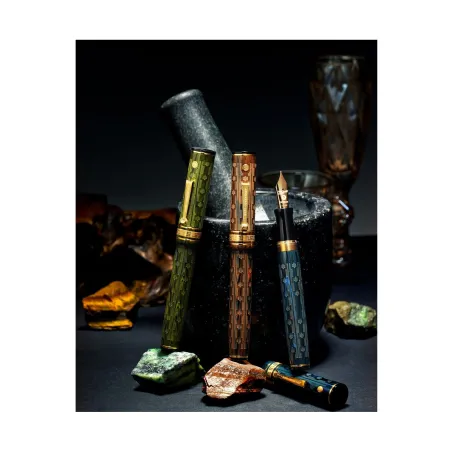 Stylo plume F "Décoband" Wahl Eversharp Ebonite Bleu GT | Luxe Art Déco