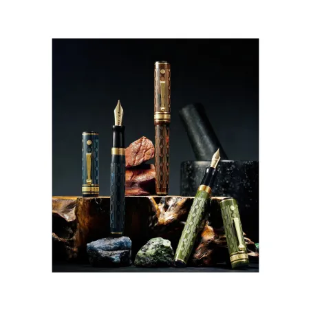 Stylo plume F "Décoband" Wahl Eversharp Ebonite Bleu GT | Luxe Art Déco