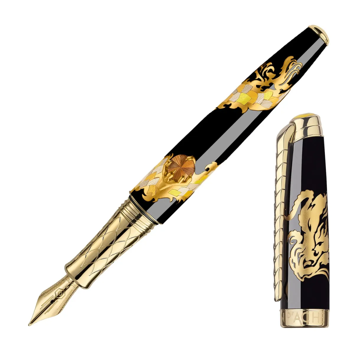Stylo Plume Dragon Marqueterie de Paille CARAN D'ACHE - Édition Limitée