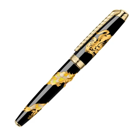 Stylo Plume Dragon Marqueterie de Paille CARAN D'ACHE - Édition Limitée - fermé