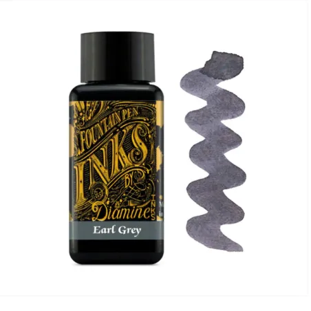 Flacon d'Encre Diamine  Earl Grey  30 ml - Teinte grise élégante pour stylos-plumes