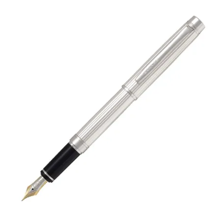 Stylo-plume F Pilot Grance Stripe - Argent Attributs rhodiés