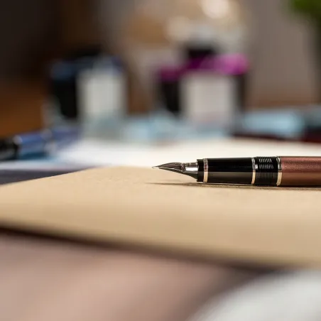 Stylo-plume F PILOT Falcon Bronze Laqué - Plume Or 14 Carats - Luxe et Souplesse