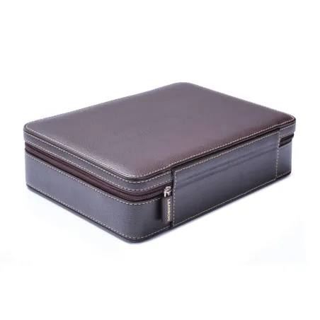 Boite à stylos LEANSCHI Cuir synthétique Chocolat (16 places) - Fermée