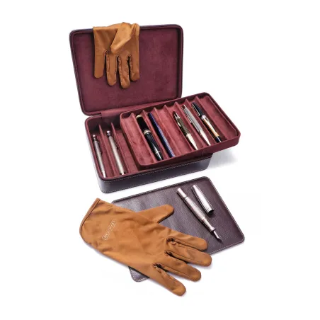 Boite à stylos LEANSCHI Cuir synthétique Chocolat (16 places)