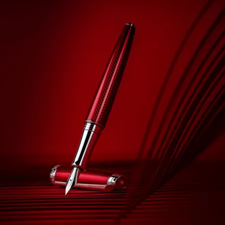 Stylo Plume F Caran d'Ache Léman Rouge Carmin – Or 18 carats – Écriture de Luxe – Swiss Made
