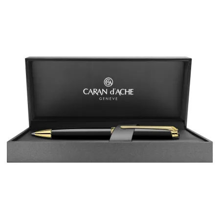 Stylo Bille Caran d'Ache - Léman - Ebony Noir Plaqué Or - coffret