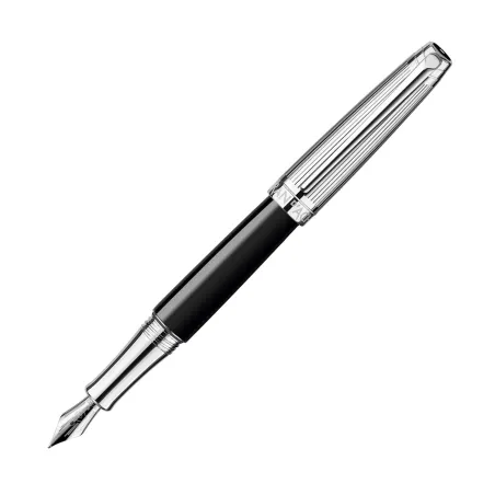 Stylo Plume M Caran d'Ache - Léman - Bicolor Noir Argenté Rhodié