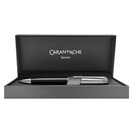 Stylo Bille Caran d'Ache - Léman - Bicolor Noir Argenté Rhodié - Coffret