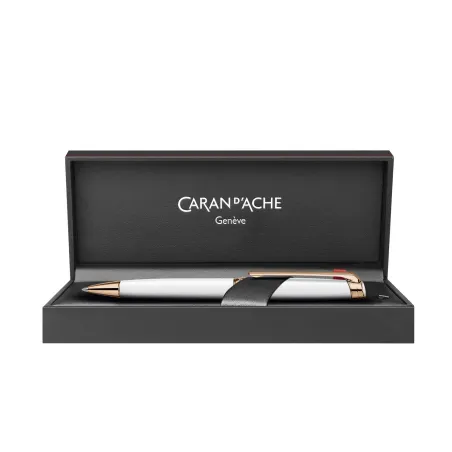 Stylo Bille Caran d'Ache Léman Slim Blanc Or Rose - Luxe & Élégance