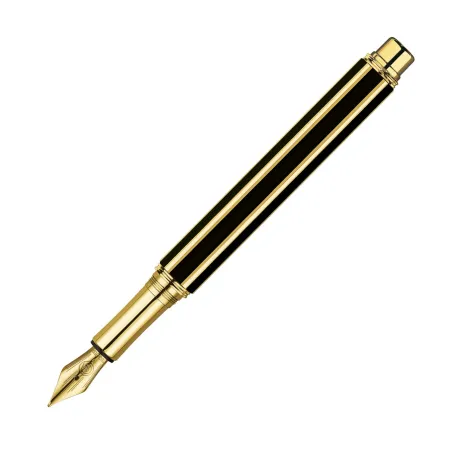 Stylo Plume M Caran d'Ache - Varius - China Black - Plaqué or - Plume