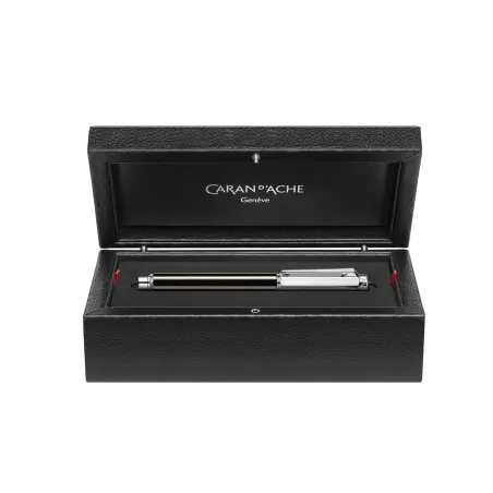 Stylo Roller Caran d'Ache - Varius - China Black - Rhodié - Coffret