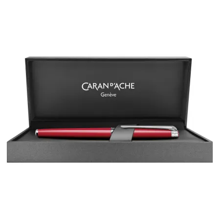 Stylo Plume F Caran d'Ache - Léman Slim - Rouge Écarlate - Coffret