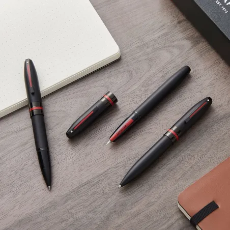 Stylo Bille Sheaffer Icon Noir Mat – Rouge PVD – Élégance