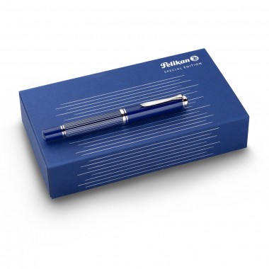 Stylo Plume F Pelikan M815 Souverän - Metal Striped Blue - Edition spéciale