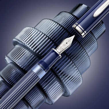 Stylo Plume F Pelikan M815 Souverän - Metal Striped Blue - Edition spéciale