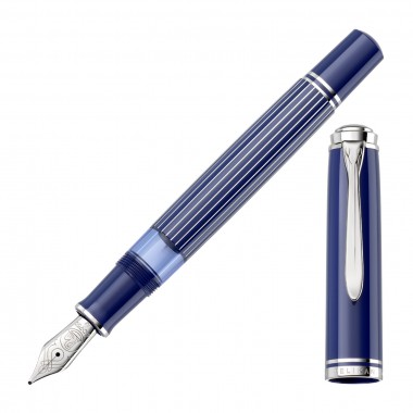 Stylo Plume F Pelikan M815 Souverän - Metal Striped Blue - Edition spéciale