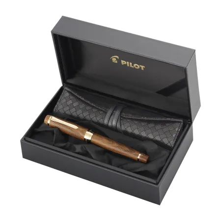 Stylo-plume B Pilot - Custom Enju - Bois de Pagode Japonais - Attributs Dorés - Coffret