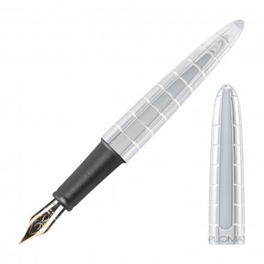 Stylo-plume F Diplomat  Aero Rhomb Chrome - Plume Or 14 Ct