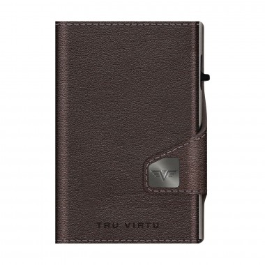 Portefeuille Tru Virtu CLICK & SLIDE - Classic Nappa Marron/Argent