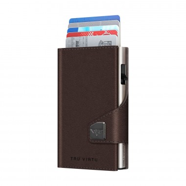 Portefeuille Tru Virtu CLICK & SLIDE - Classic Nappa Marron/Argent