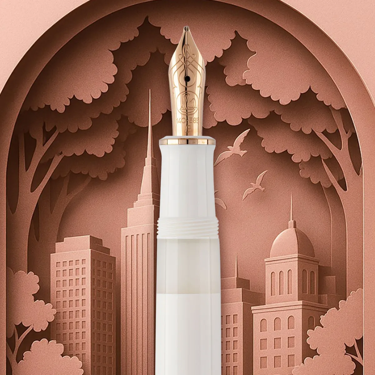 Stylo Plume Pelikan M600 White & Rose Gold – Édition Spéciale Plume F