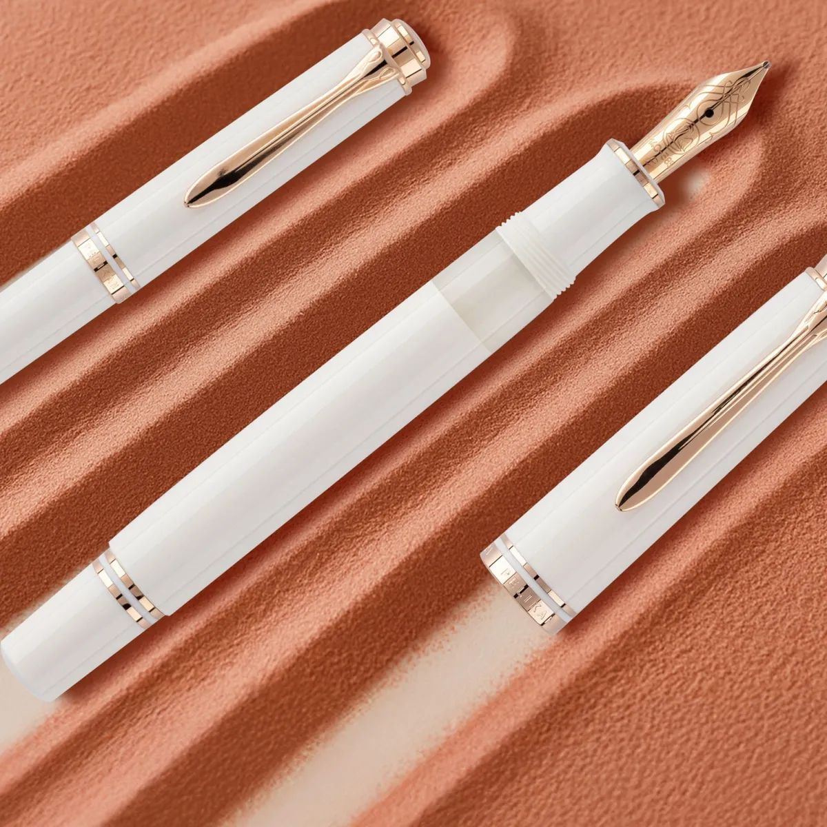Stylo Plume Pelikan M600 White & Rose Gold B – Édition Spéciale | Luxe & Élégance