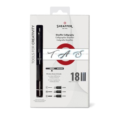 Coffret de Calligraphie Sheaffer® Stylo Noir Plumes F, M, B  avec 18 cartouches