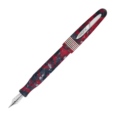 Stylo plume EF Stipila Etruria Facettata Grande Rossa - Or palladié 14 K