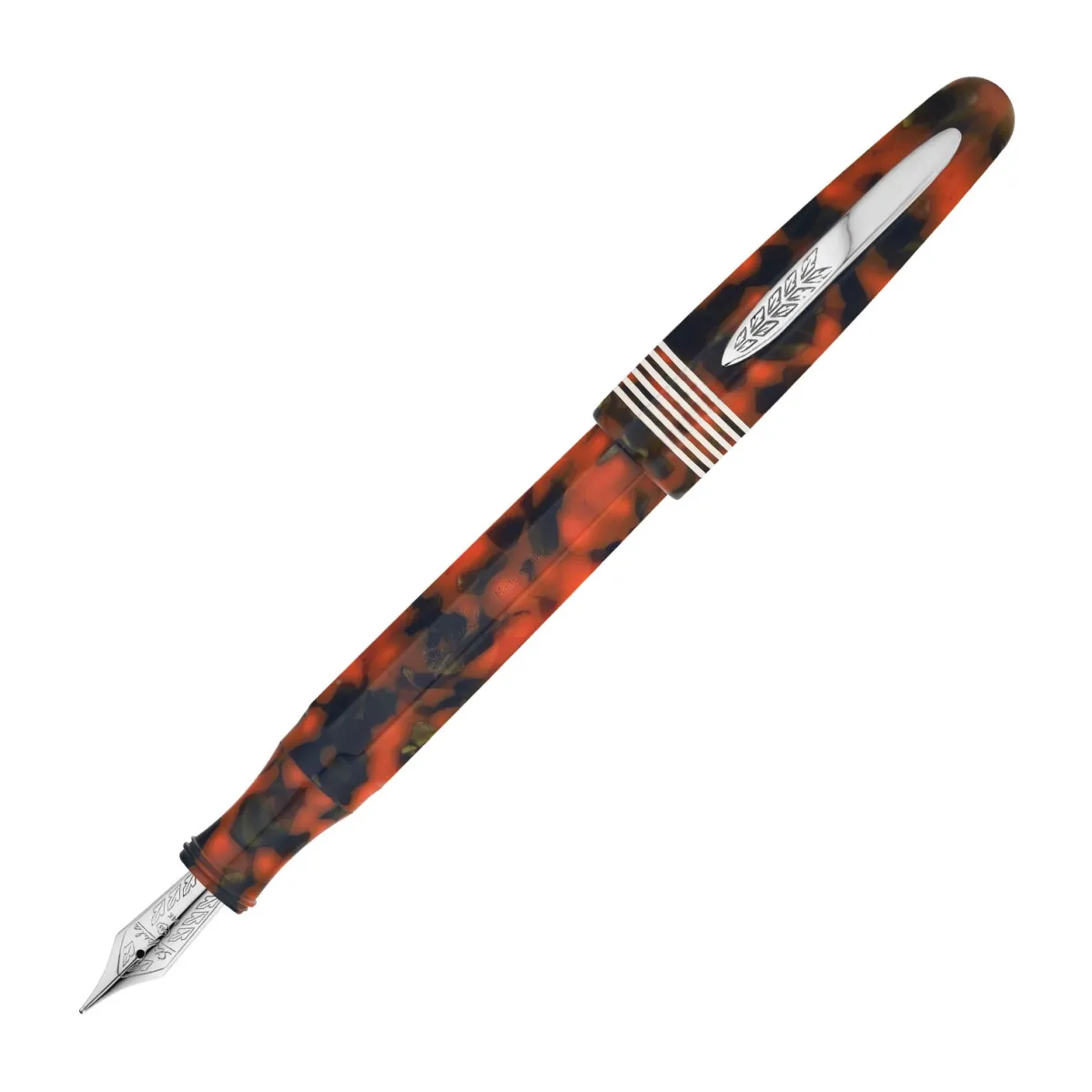 Stylo plume Calligraphie 1.1 Stipila Etruria Facettata - Grande Arancio - Or palladié 14 K