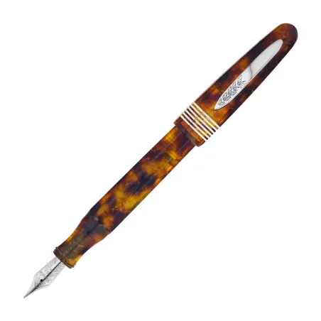 Stylo plume B Stipila Etruria Facettata - Grande Miele Selvatico - Or palladié 14 K