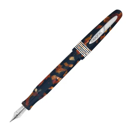 Stylo plume UF Stipula Etruria Facettata - Grande Tartaruga - Or palladié 14 K